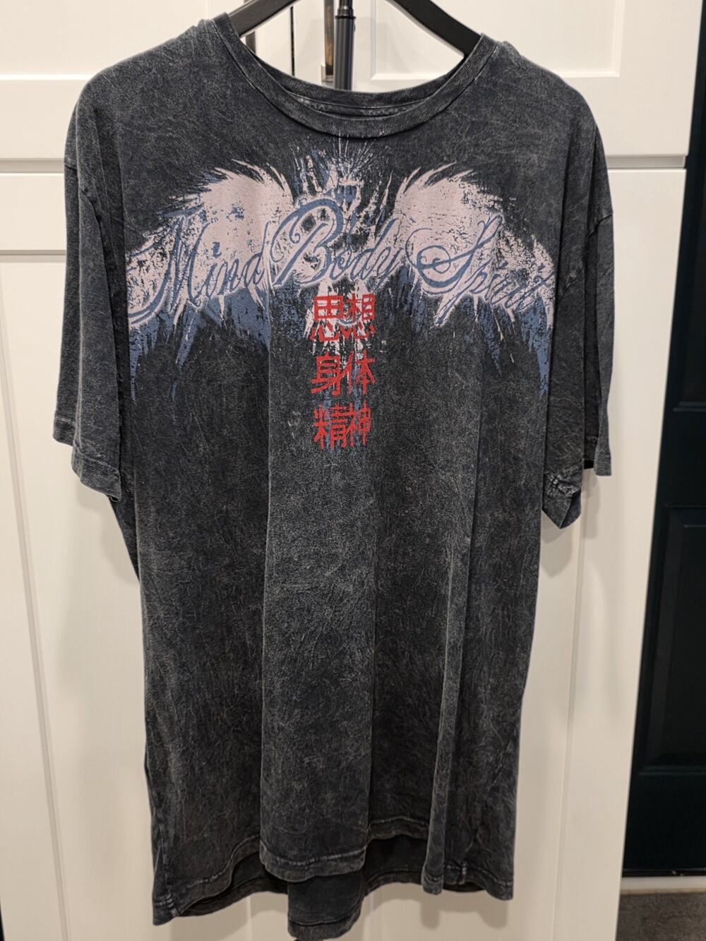 Bring It Y2K Cross Mens Shirt Size 3XL Acid Dye Wings Short Sleeve Gray Red